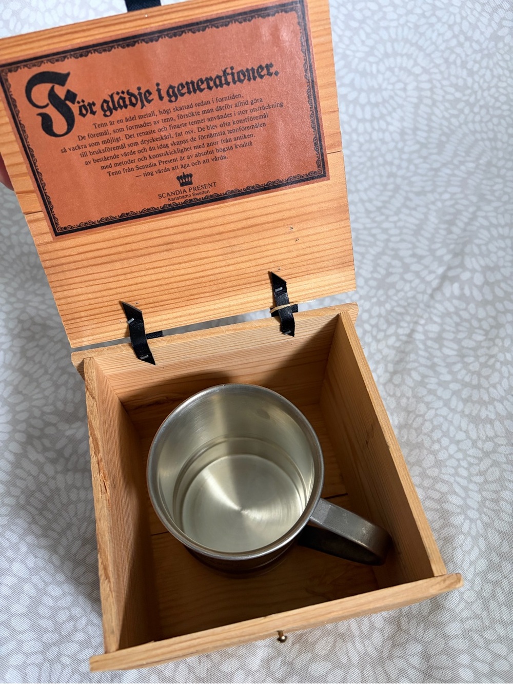 Vintage Scandia Tenn pewter beer tankard in box from Sweden - Picture 4 of 4